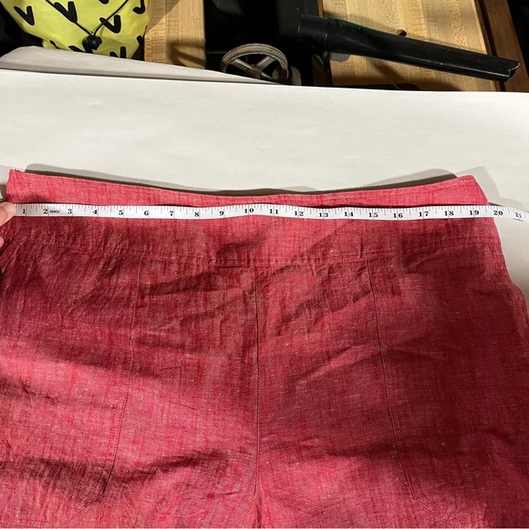 SOFT SURROUNDINGS ~ Red Cotton Linen Blend Shorts with Buttons on Sides 1X - Picture 9 of 11